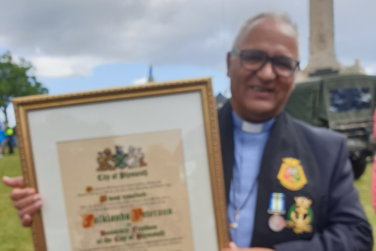 Open Rev Martin Kirkbride is awarded the freedom of the city of Plymouth